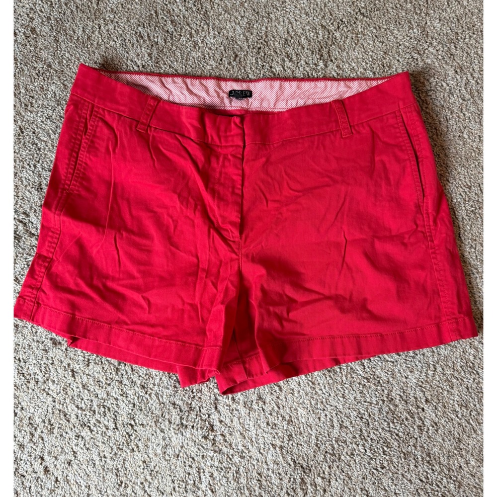 J.Crew Womens Red Chino Shorts Size 16 Cotton Blend Casual Preppy Summer